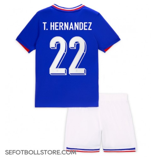 Frankrike Theo Hernandez #22 Replika babykläder Hemmaställ Barn EM 2024 Kortärmad (+ korta byxor)